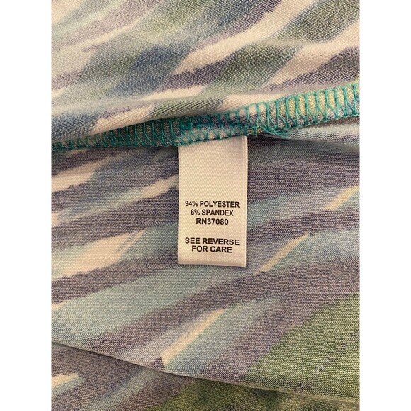 Cato Womens Blouse High Low Stretch Shirt Blue Green Plus Sz XL V Neck Top - Picture 7 of 9